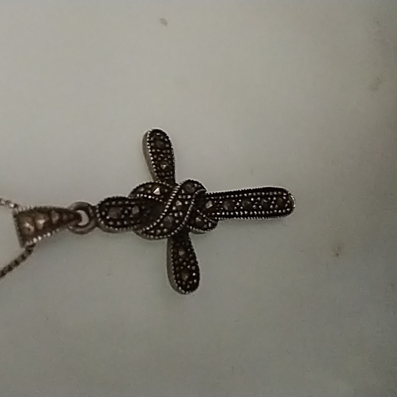 VTG 💖 REAL Italy Marcacite & 925 Silver Cross - Picture 8 of 10